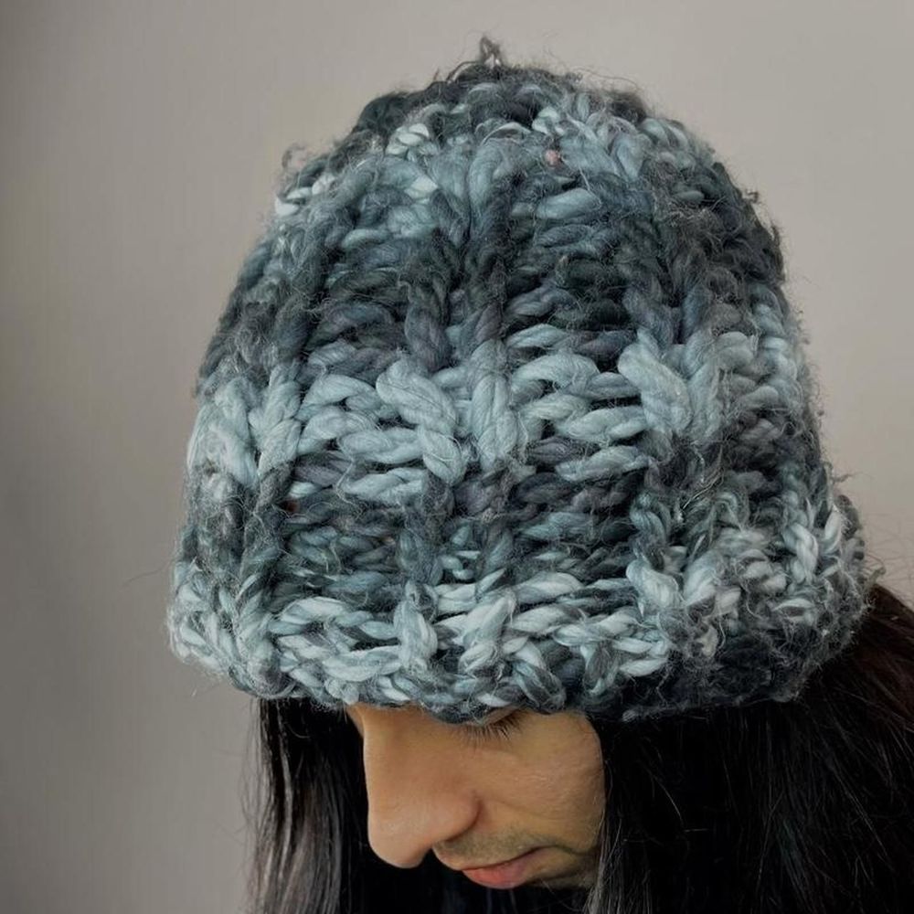 Knit skater beanie handmade goth helmet casual minimal hat